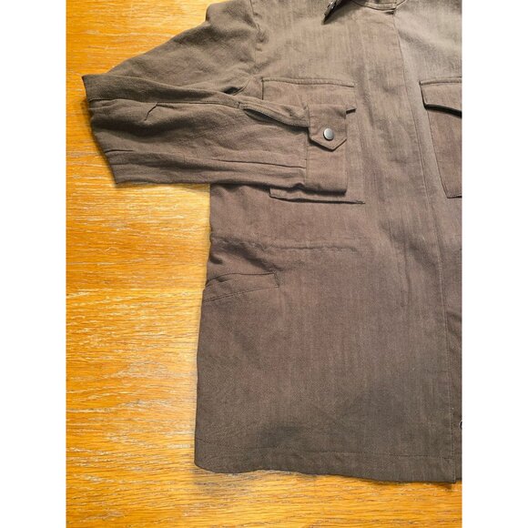 Thread & Supply Brown Military Style Jacket With Button & Zipper Closure Size Me - Picture 4 of 7